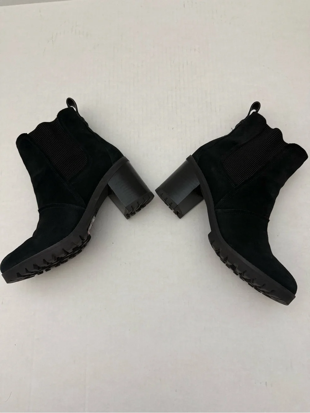 UGG Black Suede Chunky Heel Ankle Boots Size 10